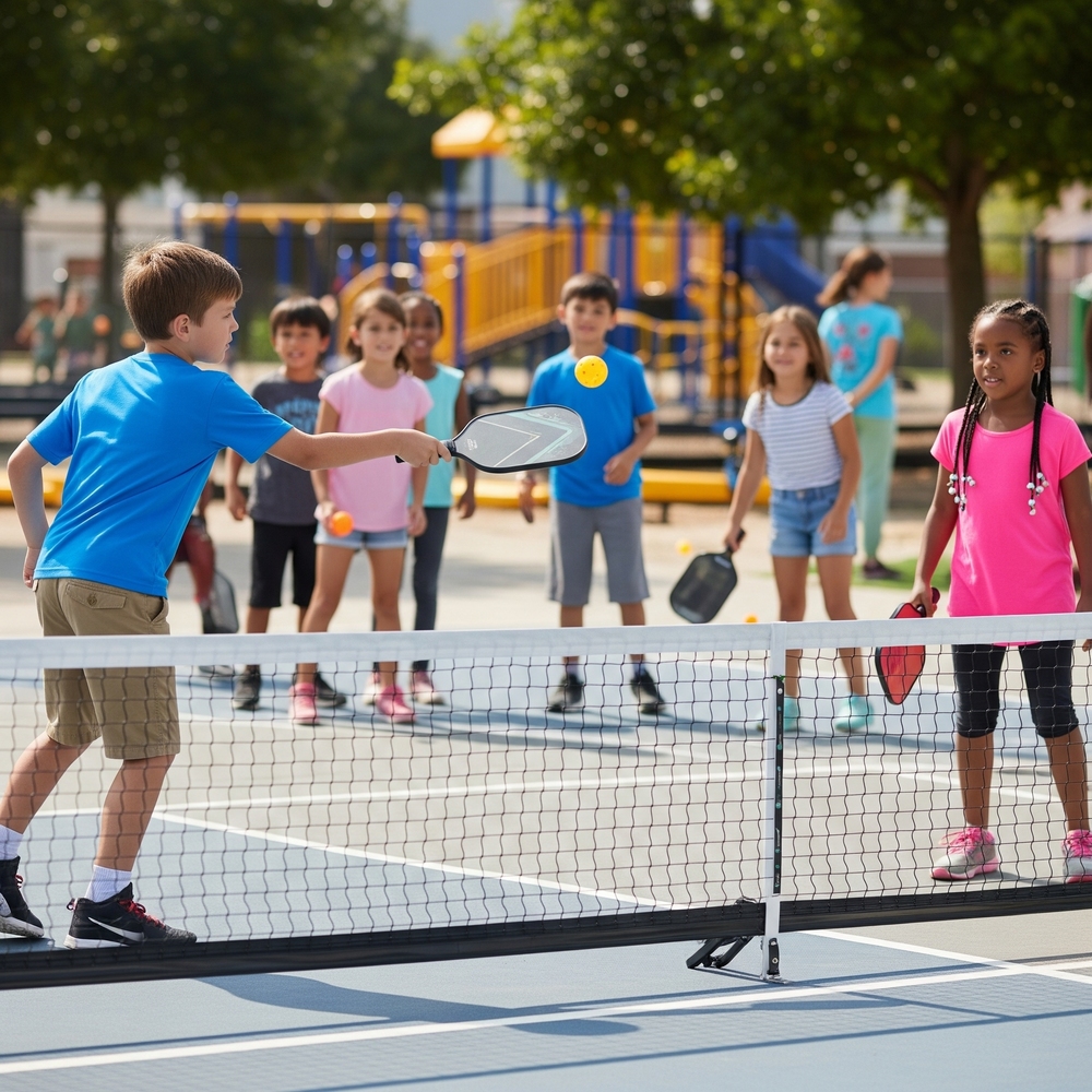 Students playing pickelball