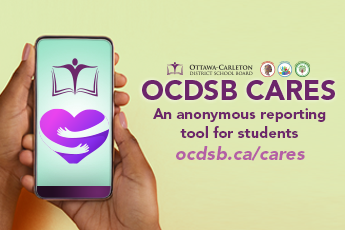 Person holding a cellphone with OCDSB App
