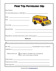 field trip form with bus