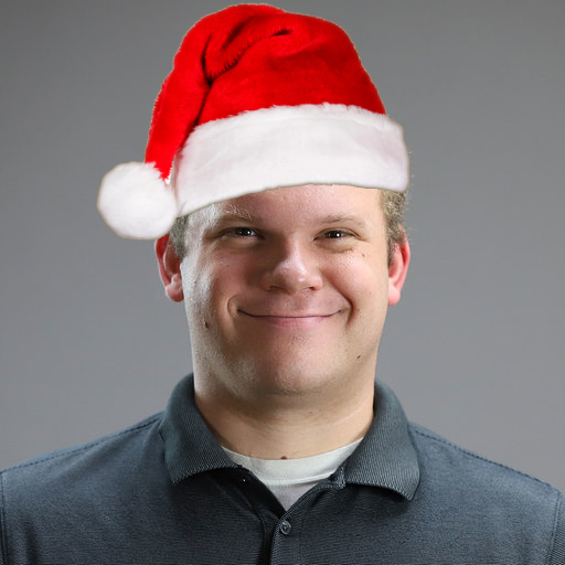 Mr. Hiblong in a Santa hat