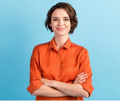 woman wearing orange