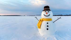 Snowman with a yellow scarf and black hat