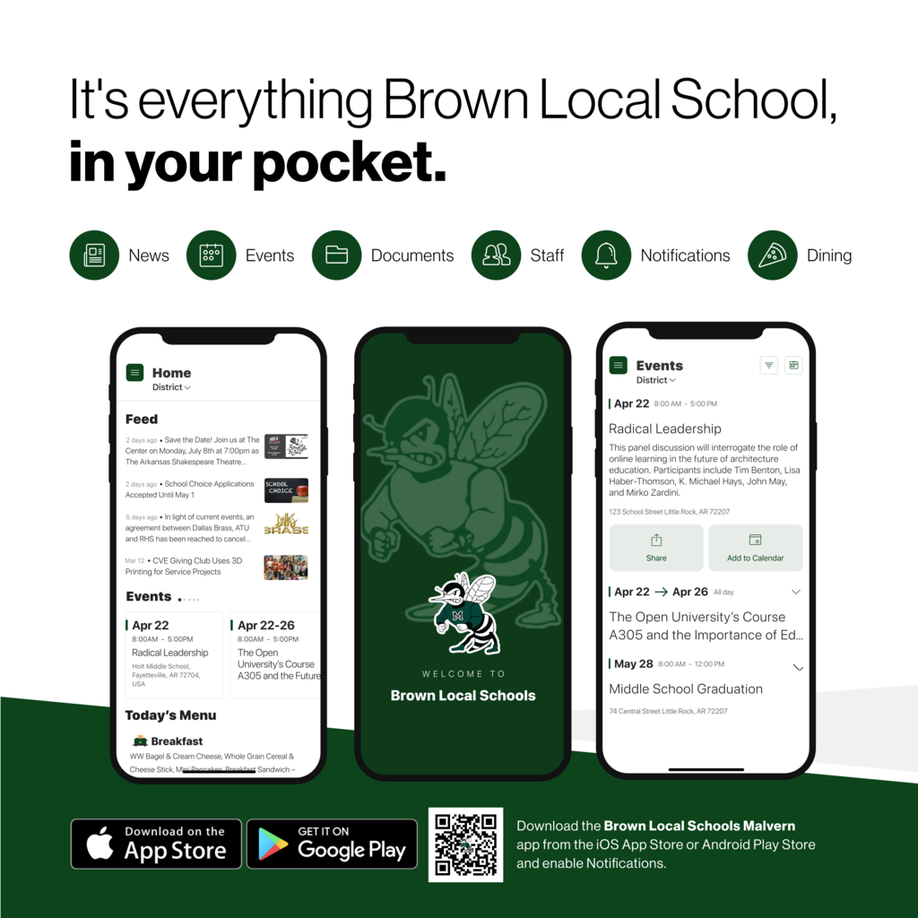 It's everything from your district in your pocket. News Events Documents Staff Dining Notifications Download the district's app from the ios app store or android play store and enable notifications (pictures of the app)