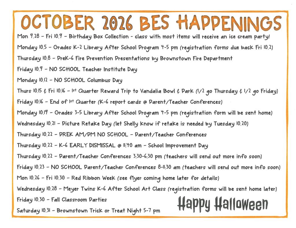 October 2026 BES Happenings