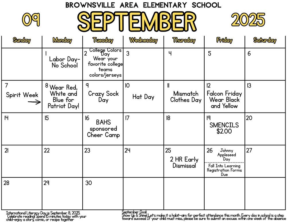 Septemeber Calendar