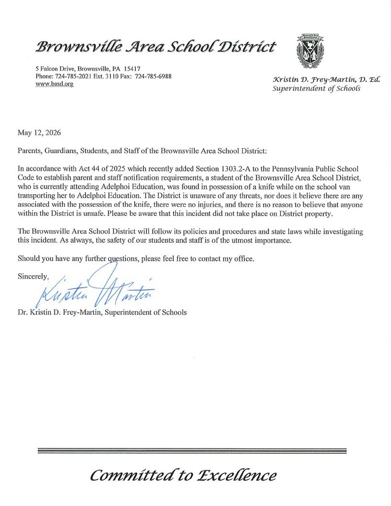 Letter from the superintendent 5-12-2026
