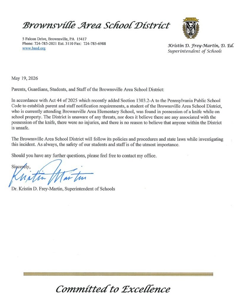  Please read the attached letter from the superintendent