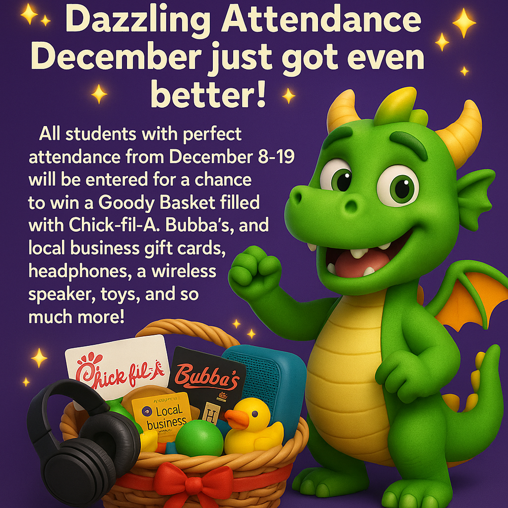 Students with perfect attendance in December will have a chance to win a gift card.