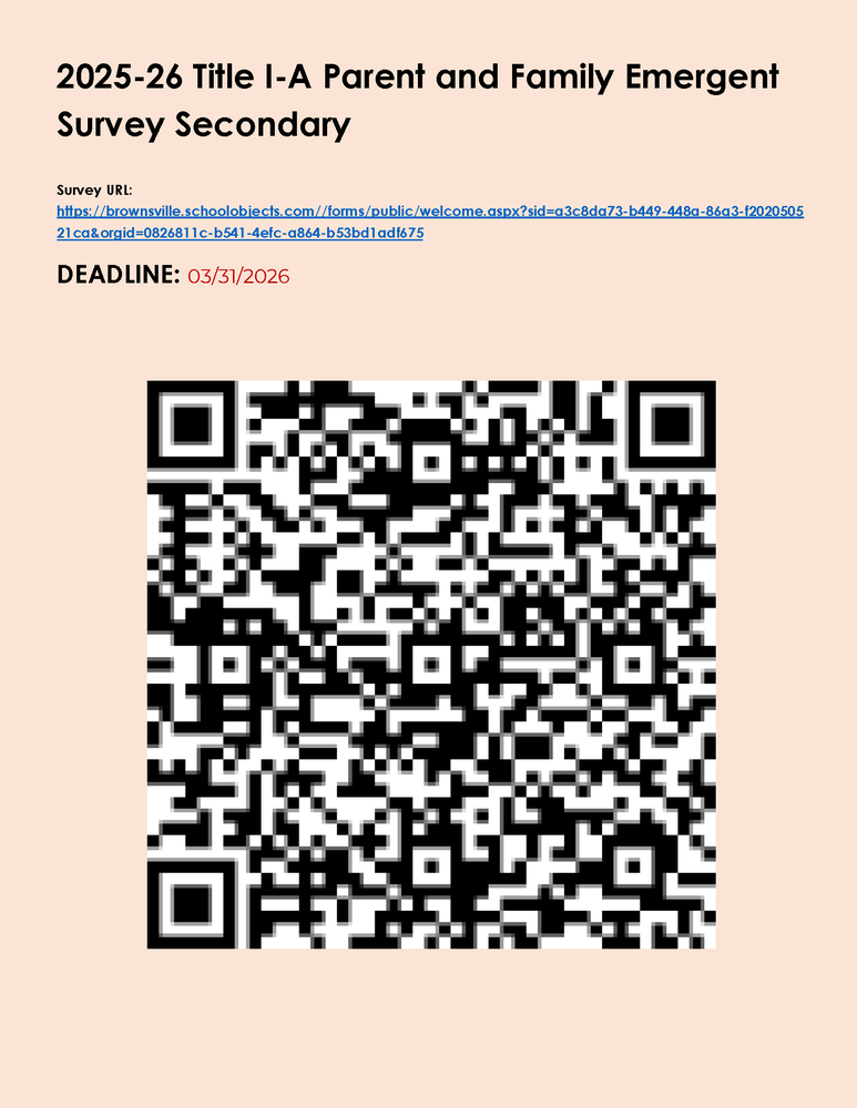 2025-26 Title I-A Parent and Family Emergent Survey Secondary