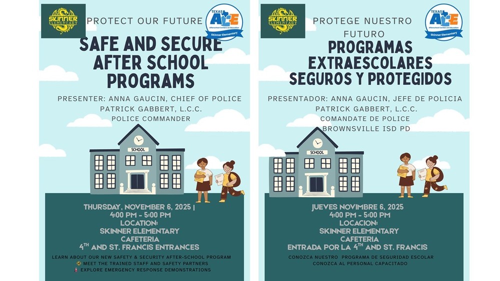 Come Learn about our new Safety and Security after school program procedures, The presentation will be given by Chief of Police Anna Gaucin and Police Commander Patrick Gabbert at the Skinner Cafeteria on November 6 from 4:00 to 5:00.
