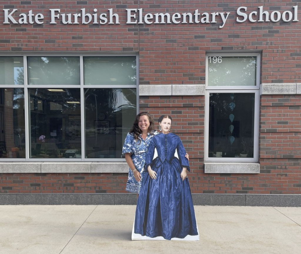 Principal Annie Young and Kate Furbish welcome KFS students back to school.