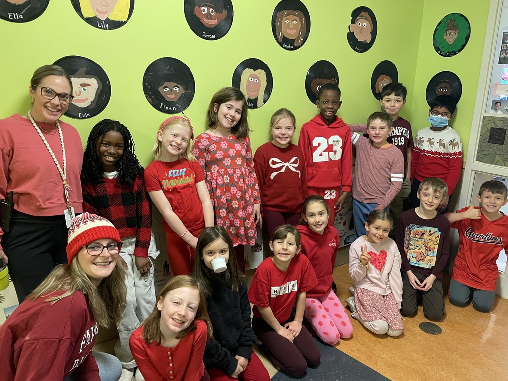 class photo with everyone wearing red