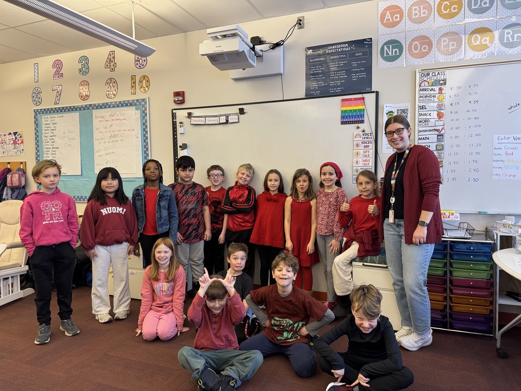 class photo with everyone wearing red