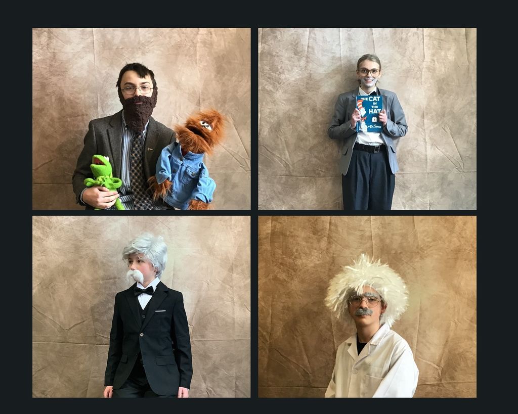 Four student potraits arragned in one image. Students are dressed in costume as American figures.