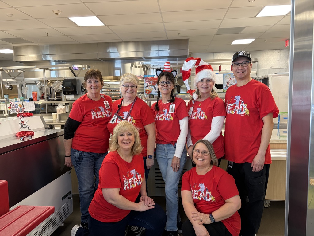 KFS Kitchen Staff dressed up celebrating Read Across America - Dr. Suess
