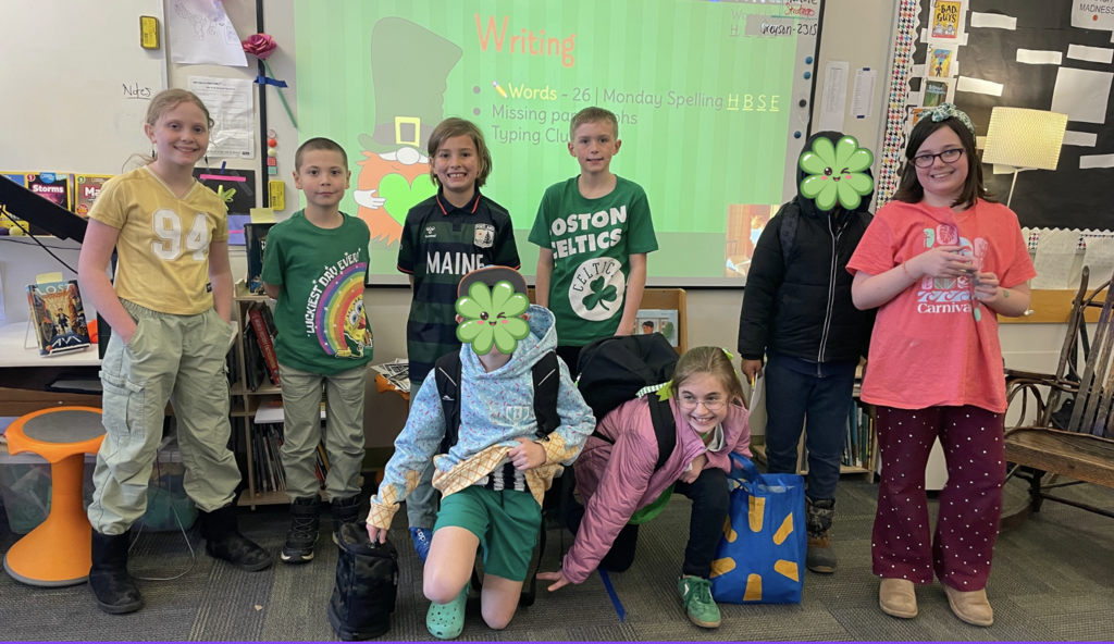 students wearing green
