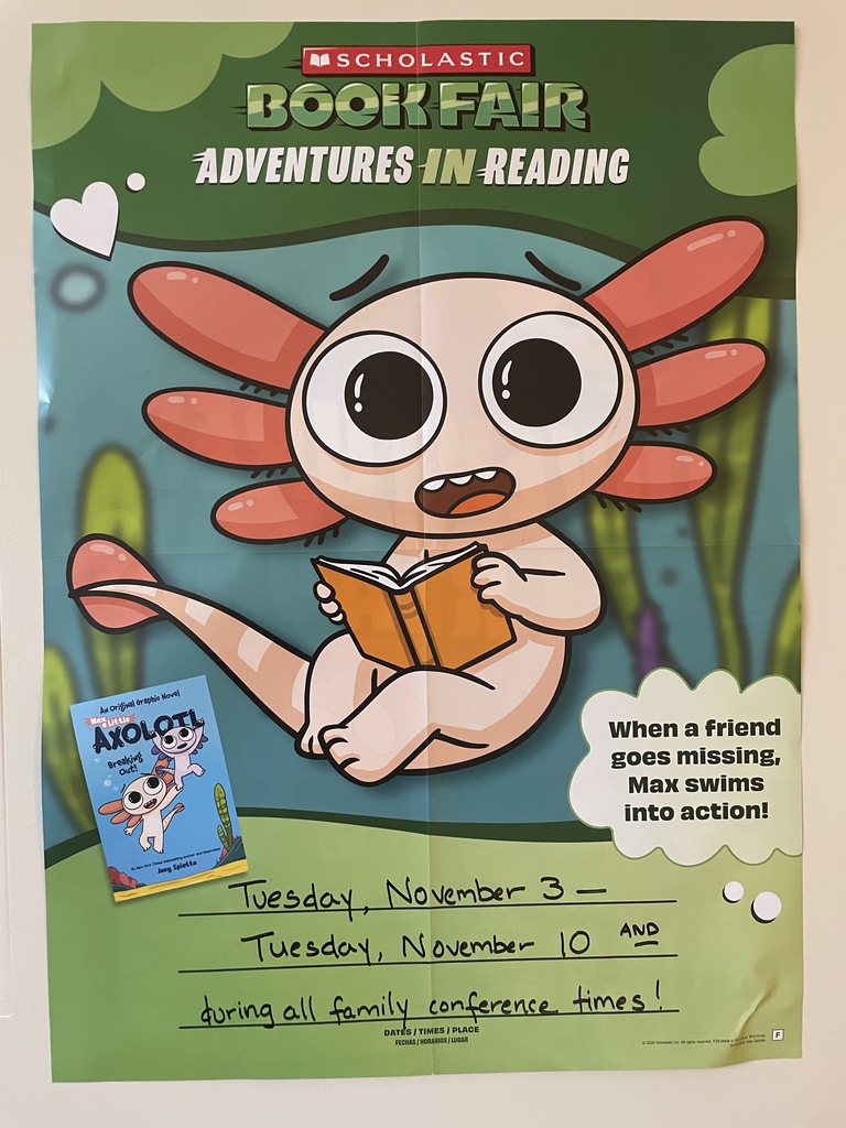 Scholastic book fair flyer November 3-10