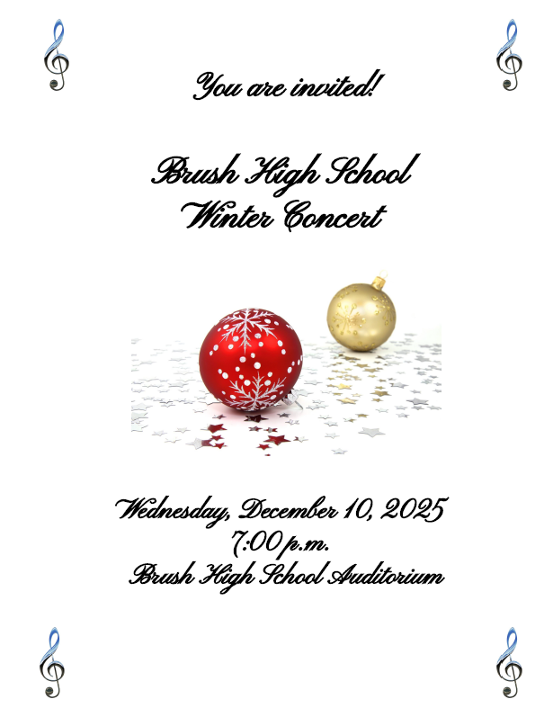 Brush High School Holiday Concert December 10th 7:00 pm