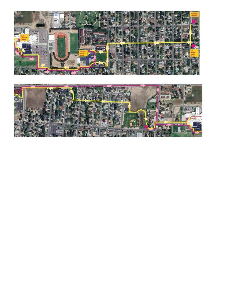 Bike route maps to the three different schools