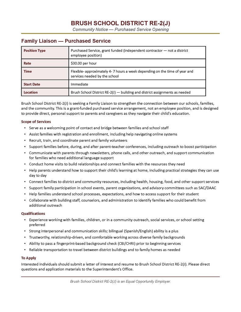 Family Liaison Position Information