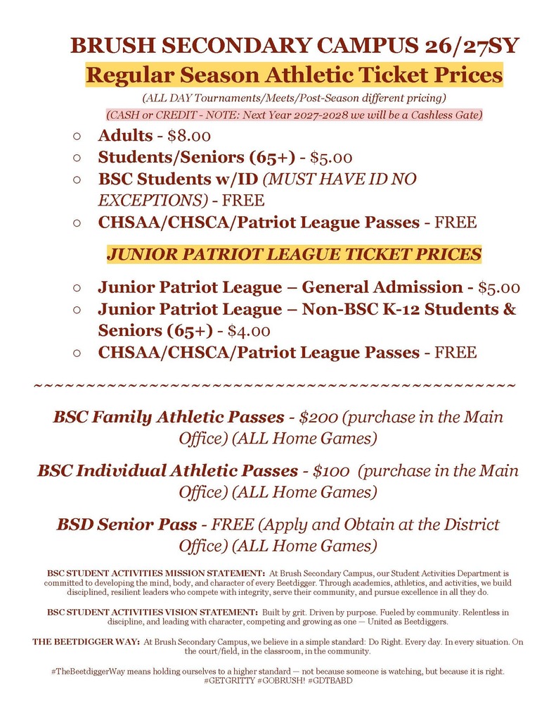 All ticket pricing info in the body of message
