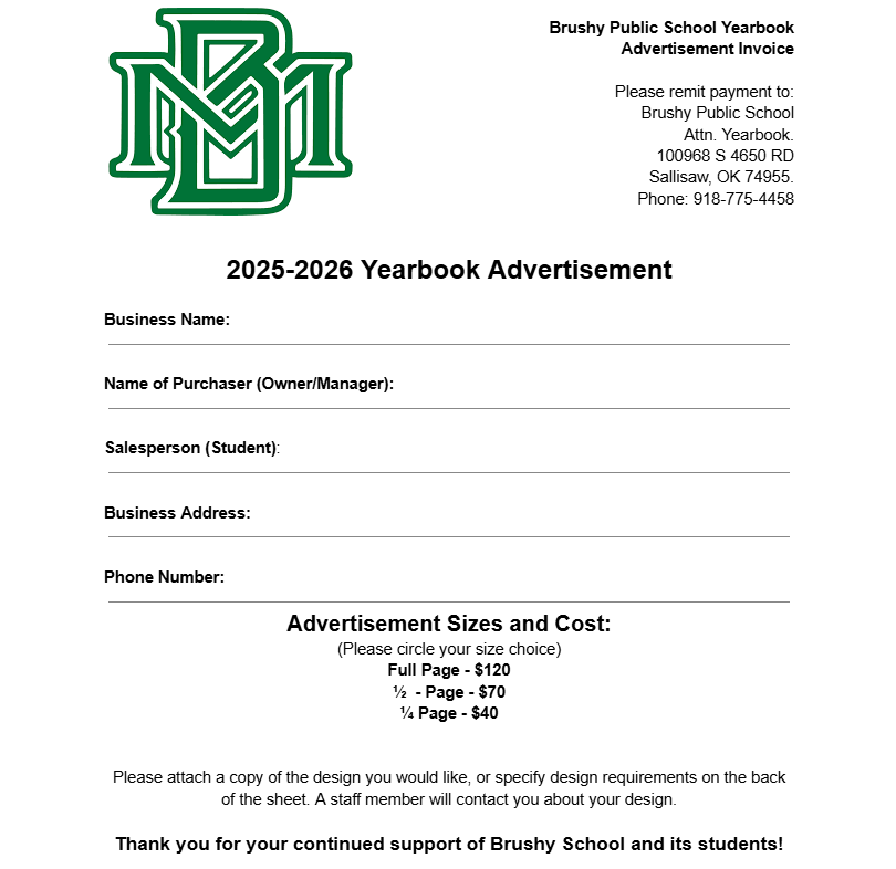 Yearbook business order form
