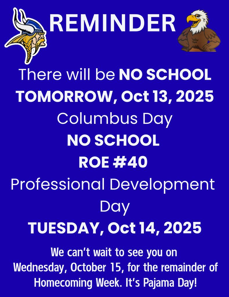 Reminder - No School on October 13 and 14