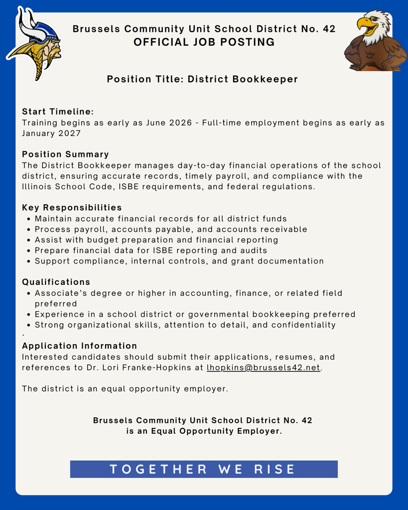 Job Posting: District Bookkeeper