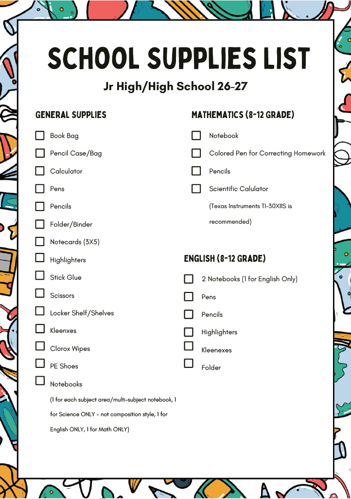 JH/HS Supplies
