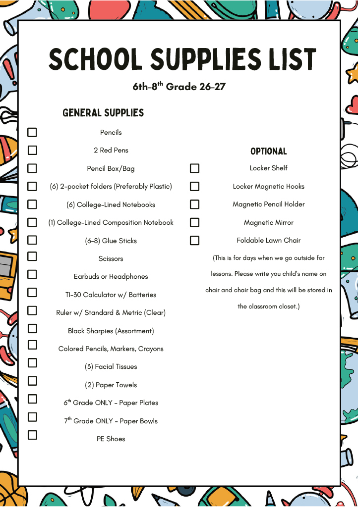 6-8 Supplies