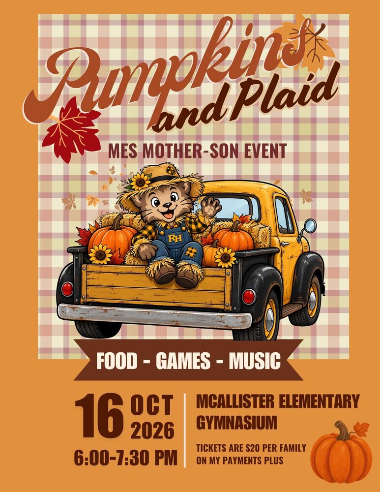Pumpkins and Plaid Mother-Son Event:  Friday, October 17th