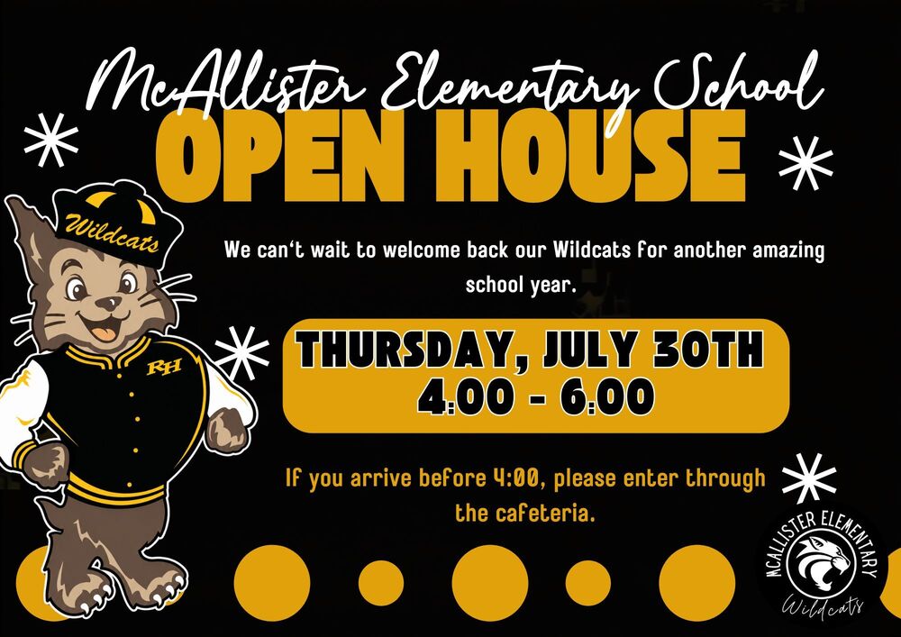 Open House:  July 30th 4:00-6:00