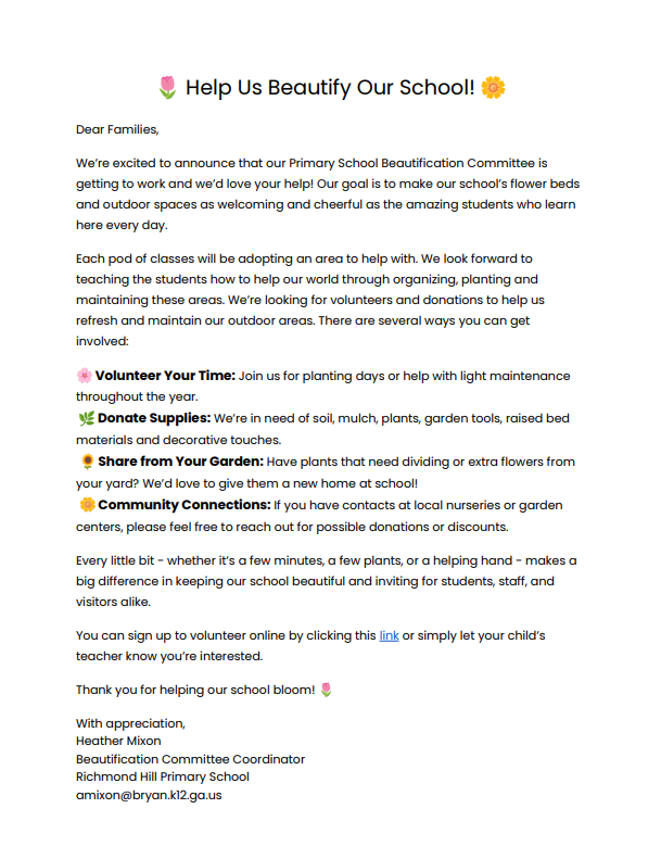 Beautification Letter