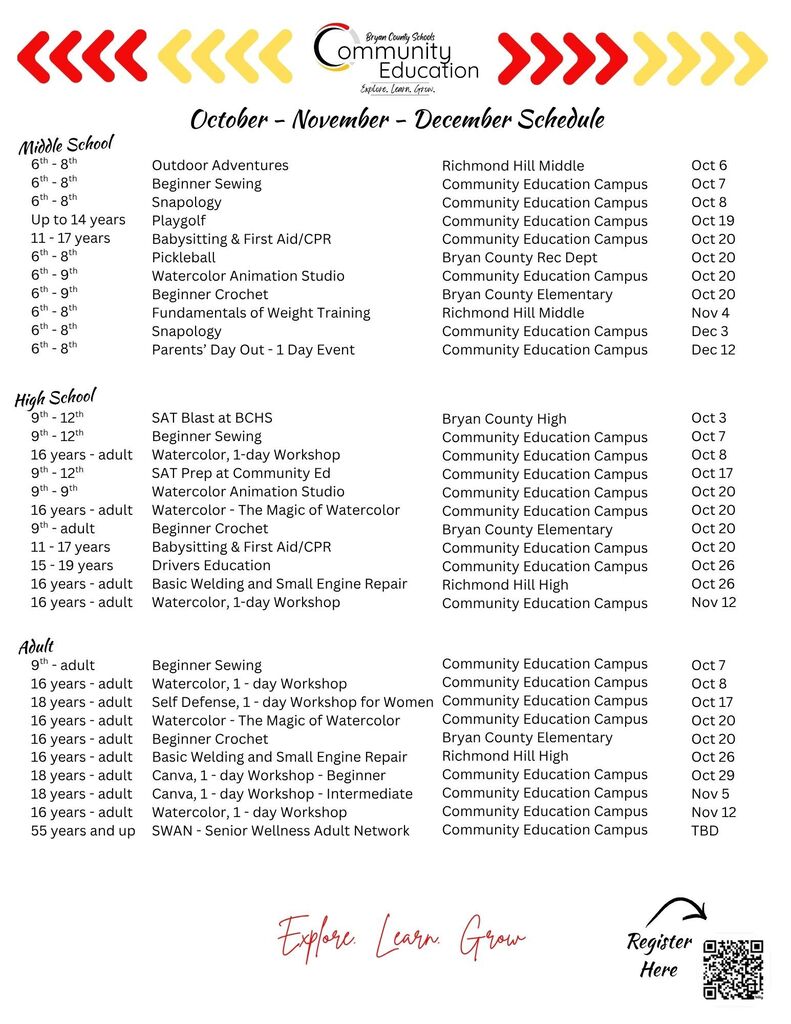 Fall Classes for Second Quarter are Live! Register today!