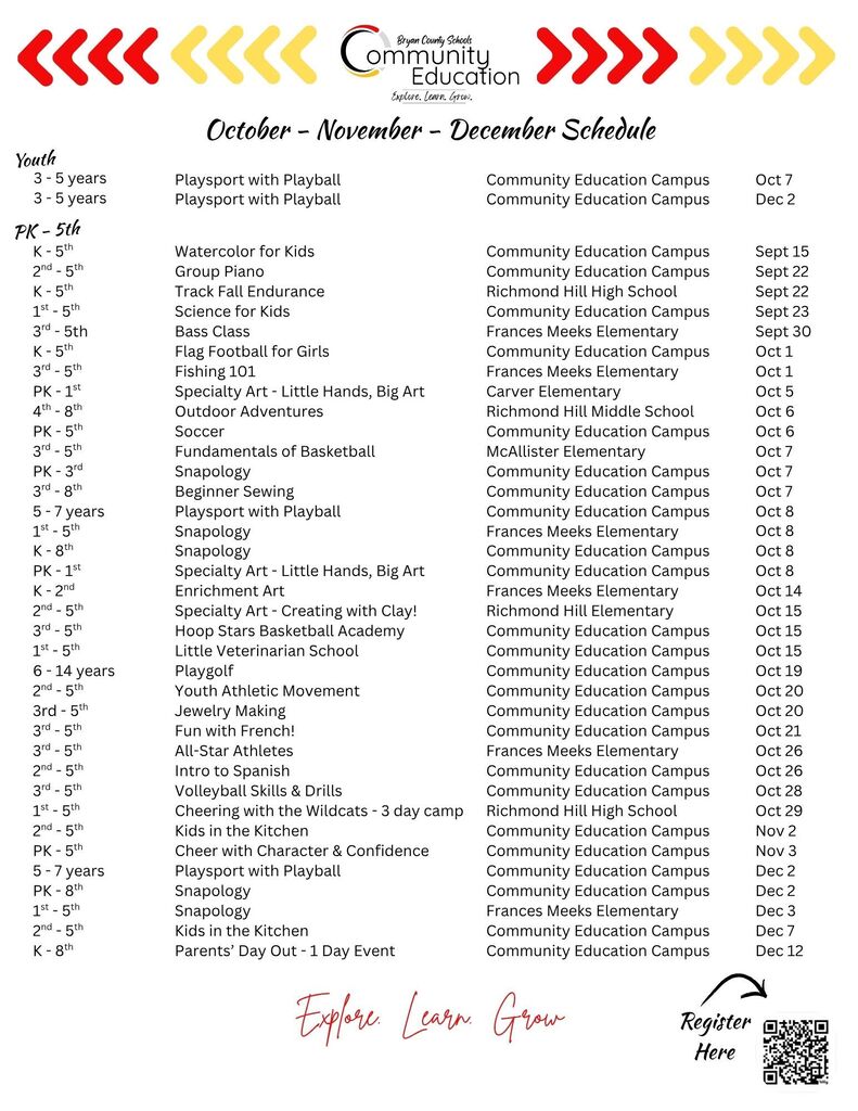 Fall Classes for Second Quarter are Live! Register today!