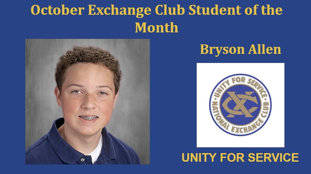Bryson Allen is the Exchange Club Student of the Month for October 