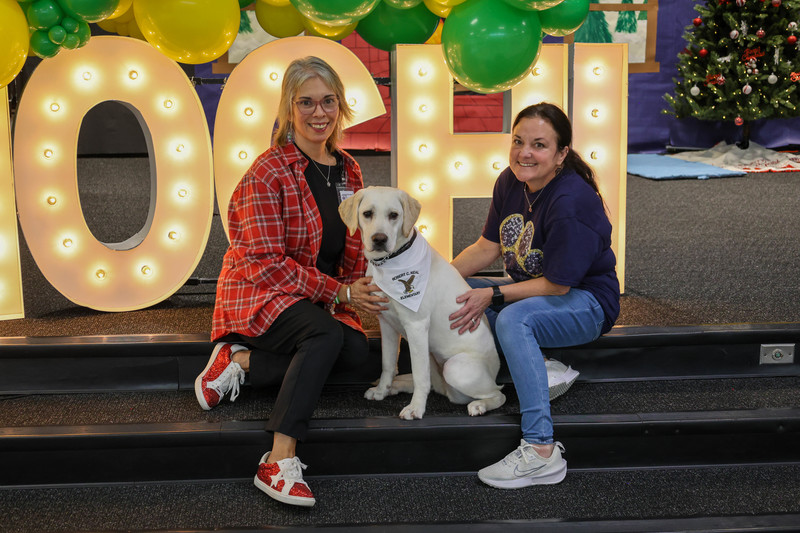 Mochi with Principal and her handler