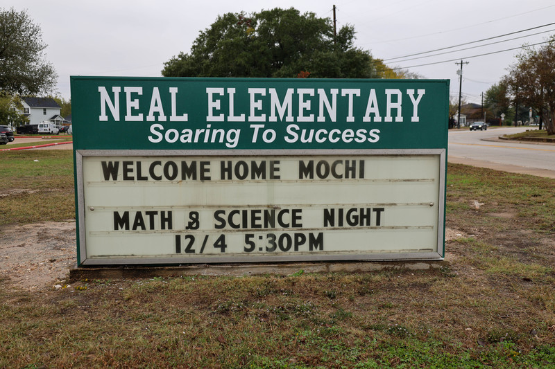 Neal Elementary Marquee Sign Welcoming Mochi