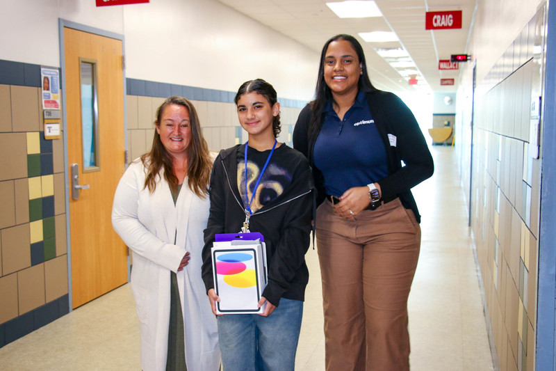 Lalani Jarmon is surprised with an iPad.