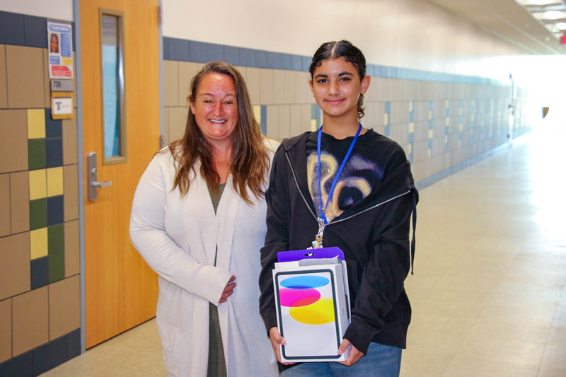 Lalani Jarmon is surprised with an iPad.