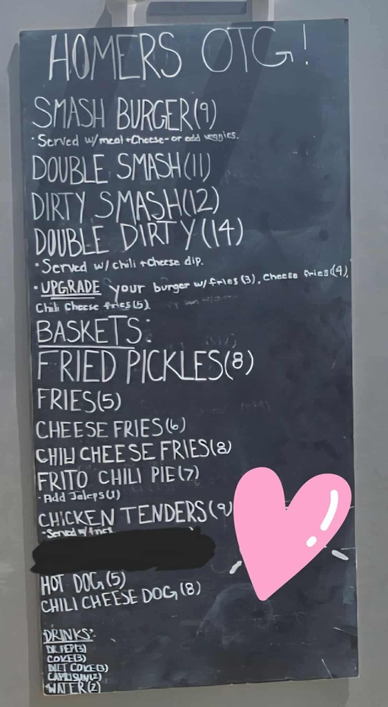 Homers OTG menu!