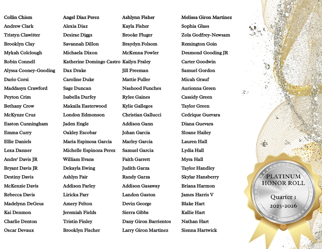 Platinum Honor Roll