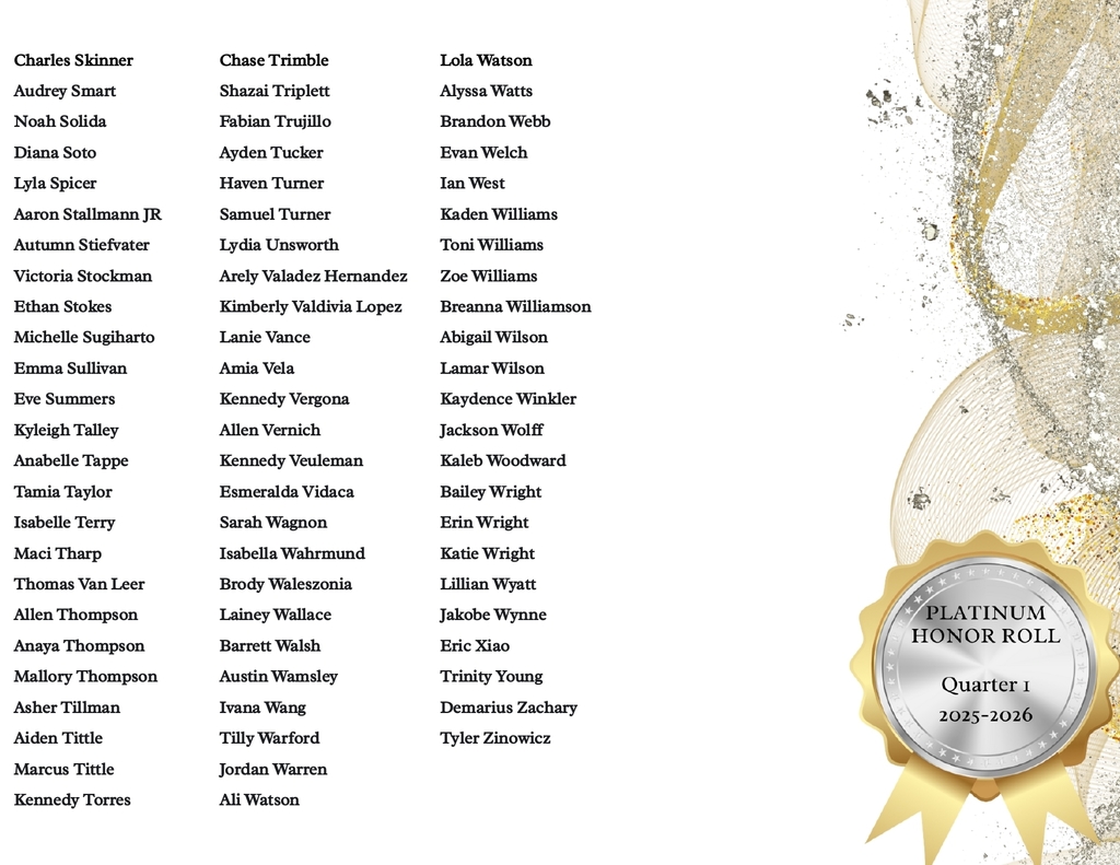 Platinum Honor Roll