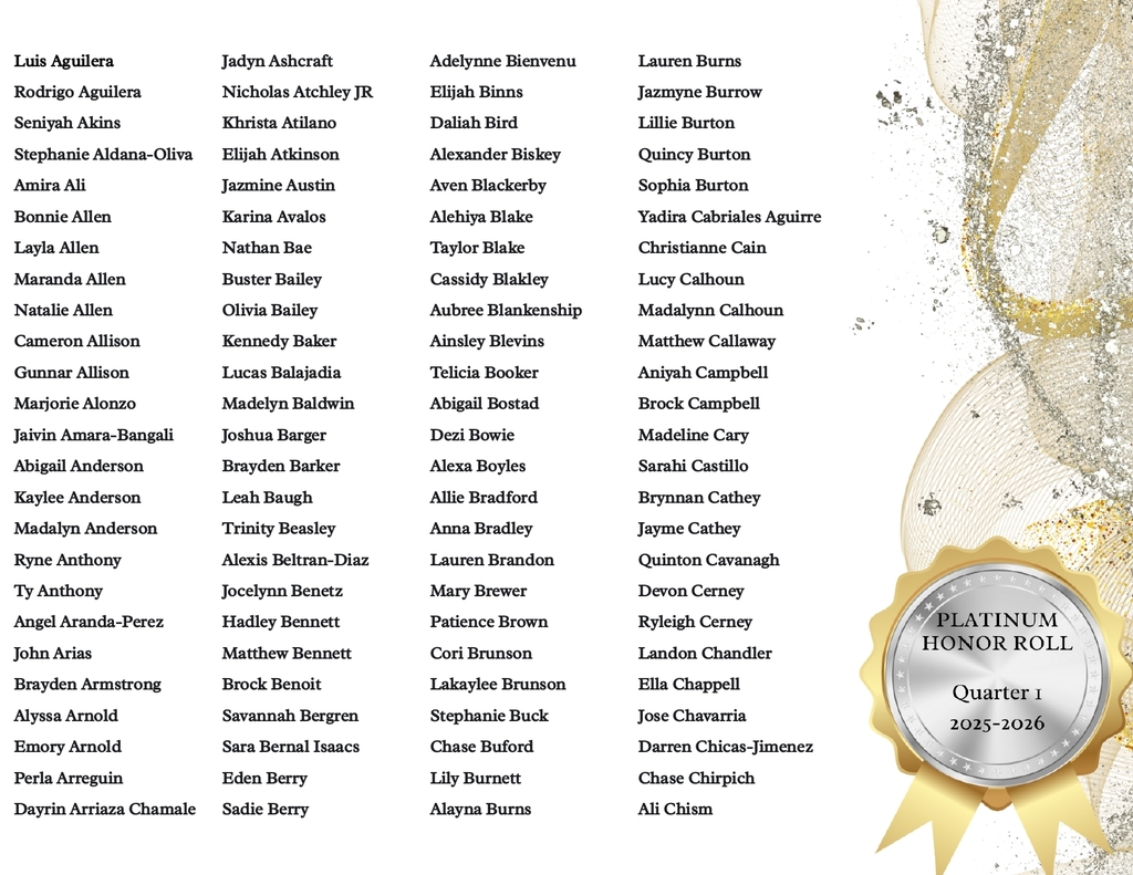 Platinum Honor Roll