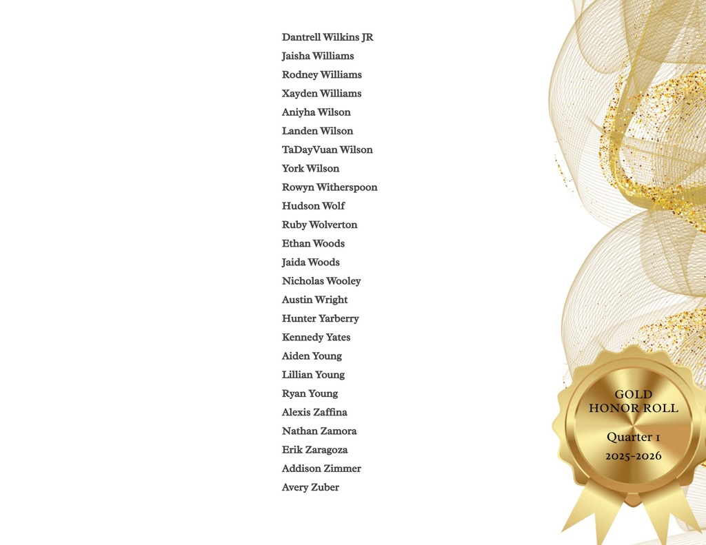 Gold Honor Roll