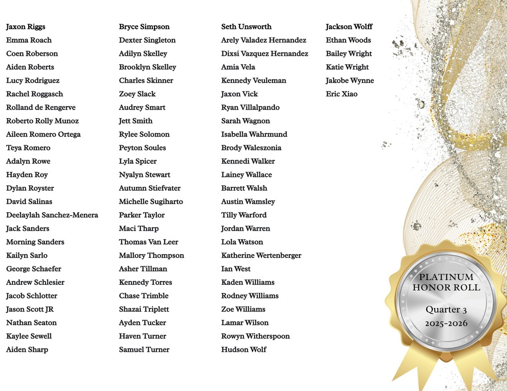 Platinum Honor Roll