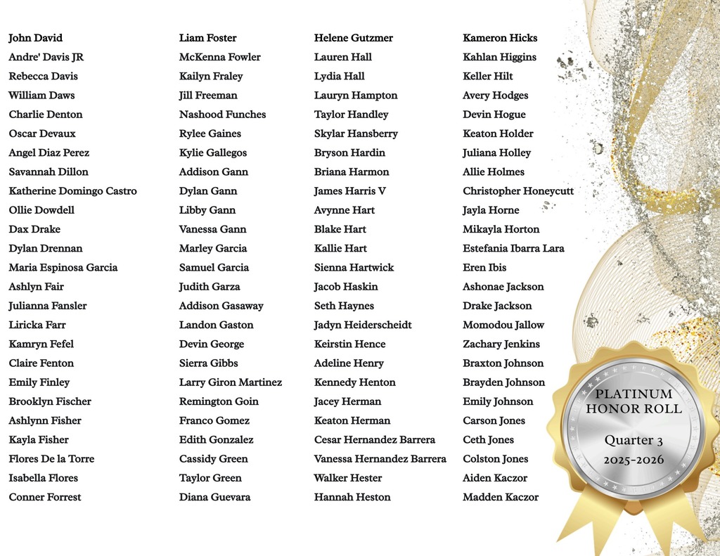 Platinum Honor Roll