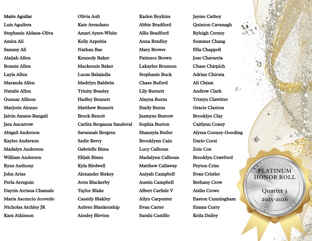 Platinum Honor Roll