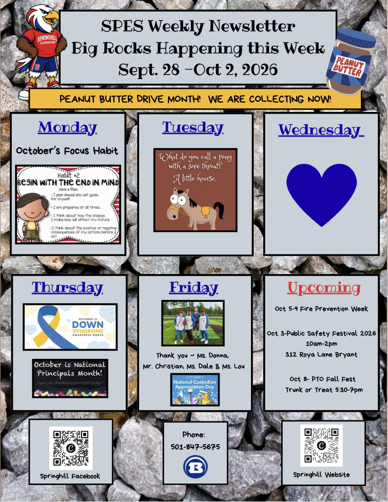 A newsletter with events for Sept. 28-Oct. 2, 2026. Sections for Monday-Friday. Icons include a ribbon, horse, and heart. QR codes present.