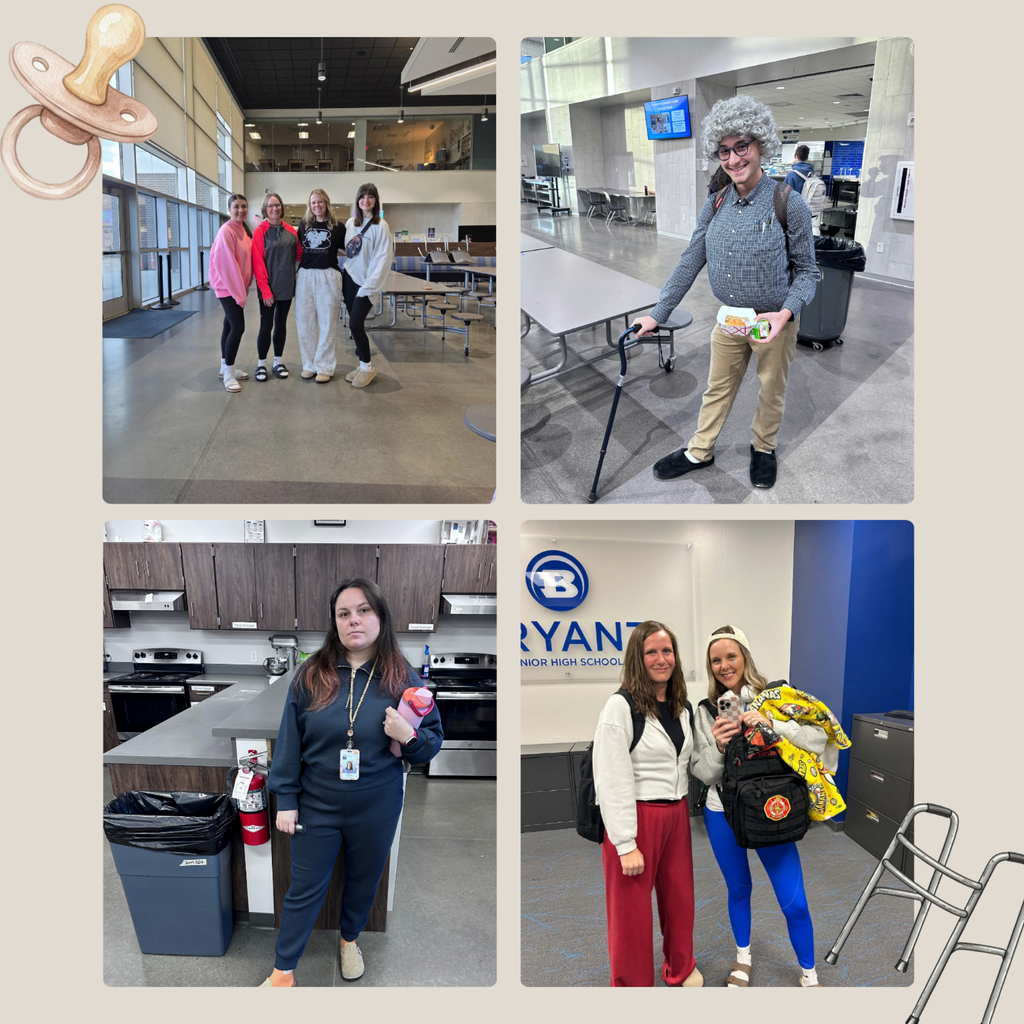 Four photos show different people in various indoor settings. A man walks with a cane, others pose in a hallway, one is near a kitchen, and two women stand next to a trolley.